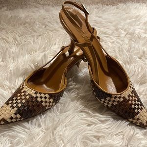 Ferragamo kitten sling backs